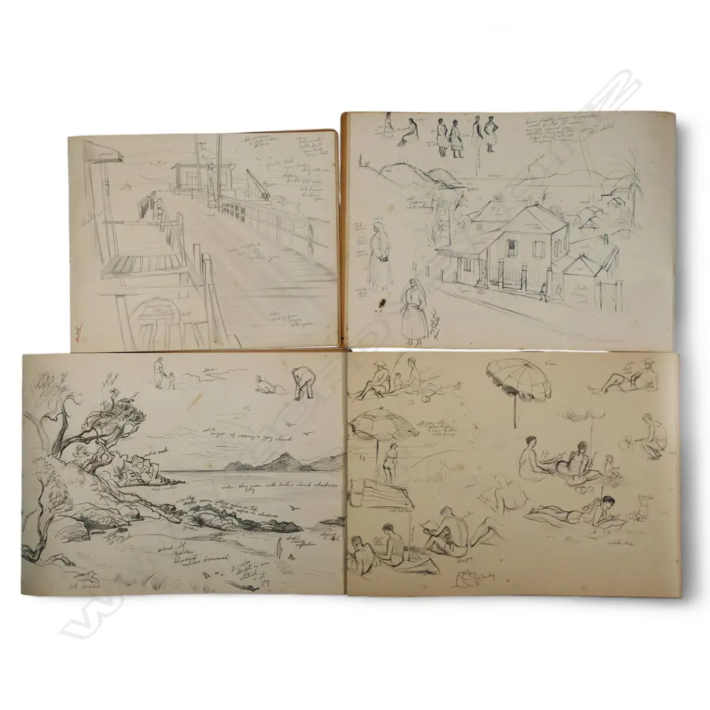 Four Elise Mourant (1921-1990) sketch books, Image 1++