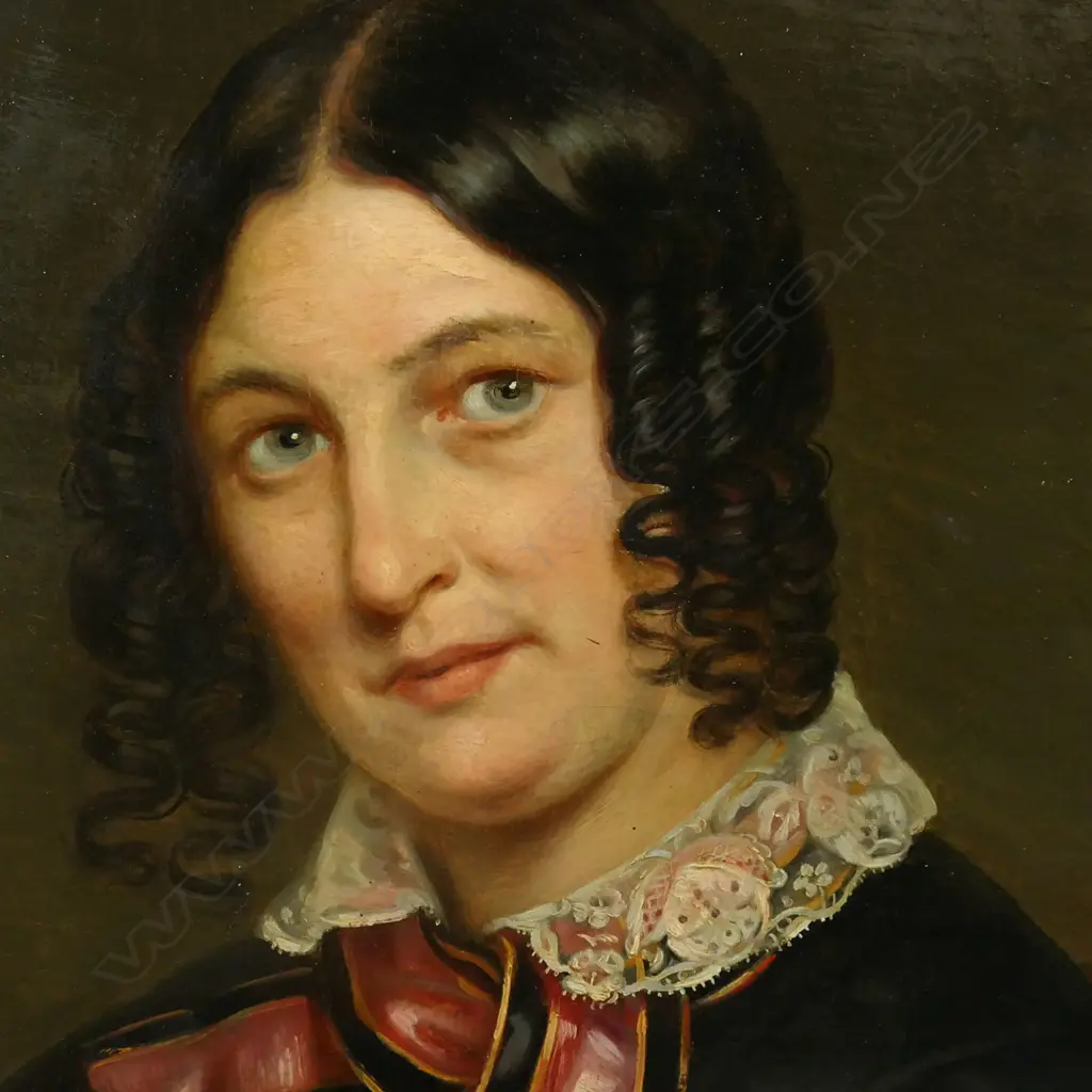 19thC artist unknown Woman in Black, Image 1++
