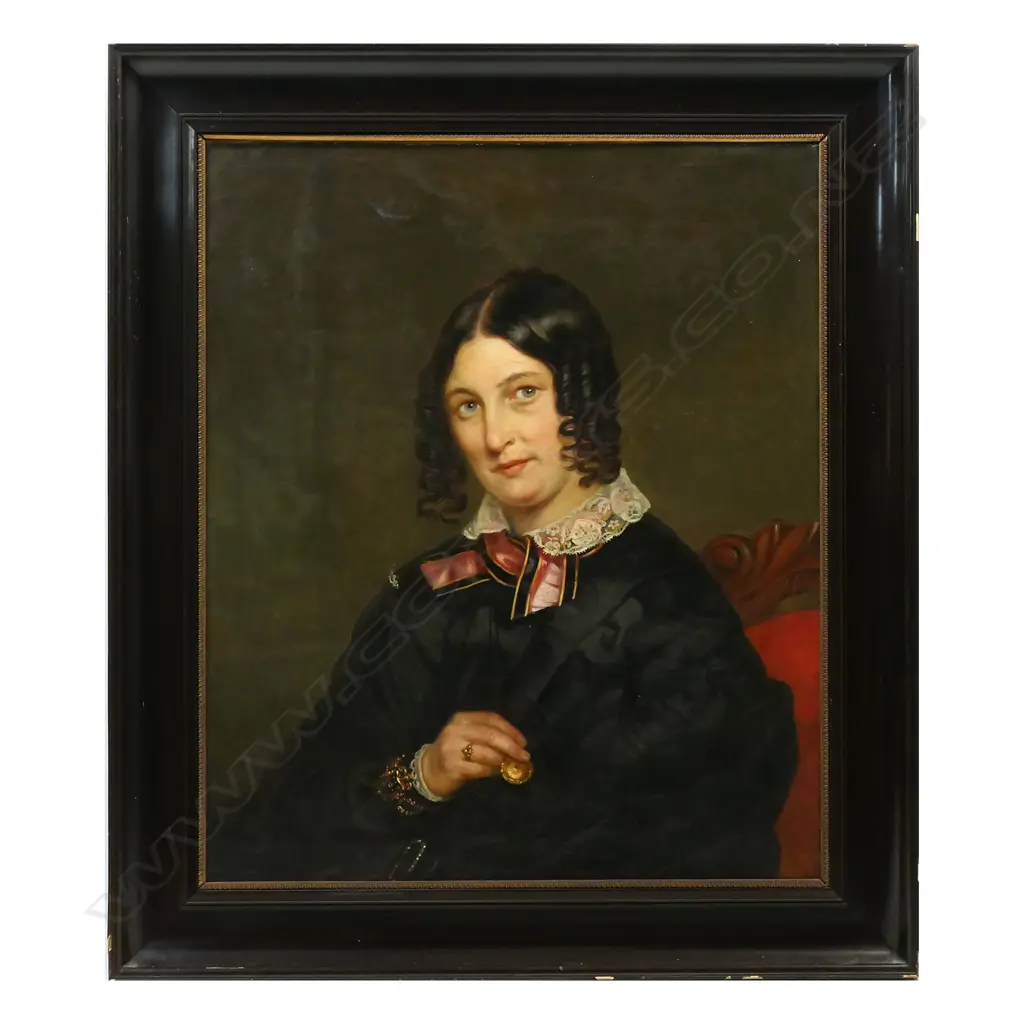 19thC artist unknown Woman in Black, Image 1++