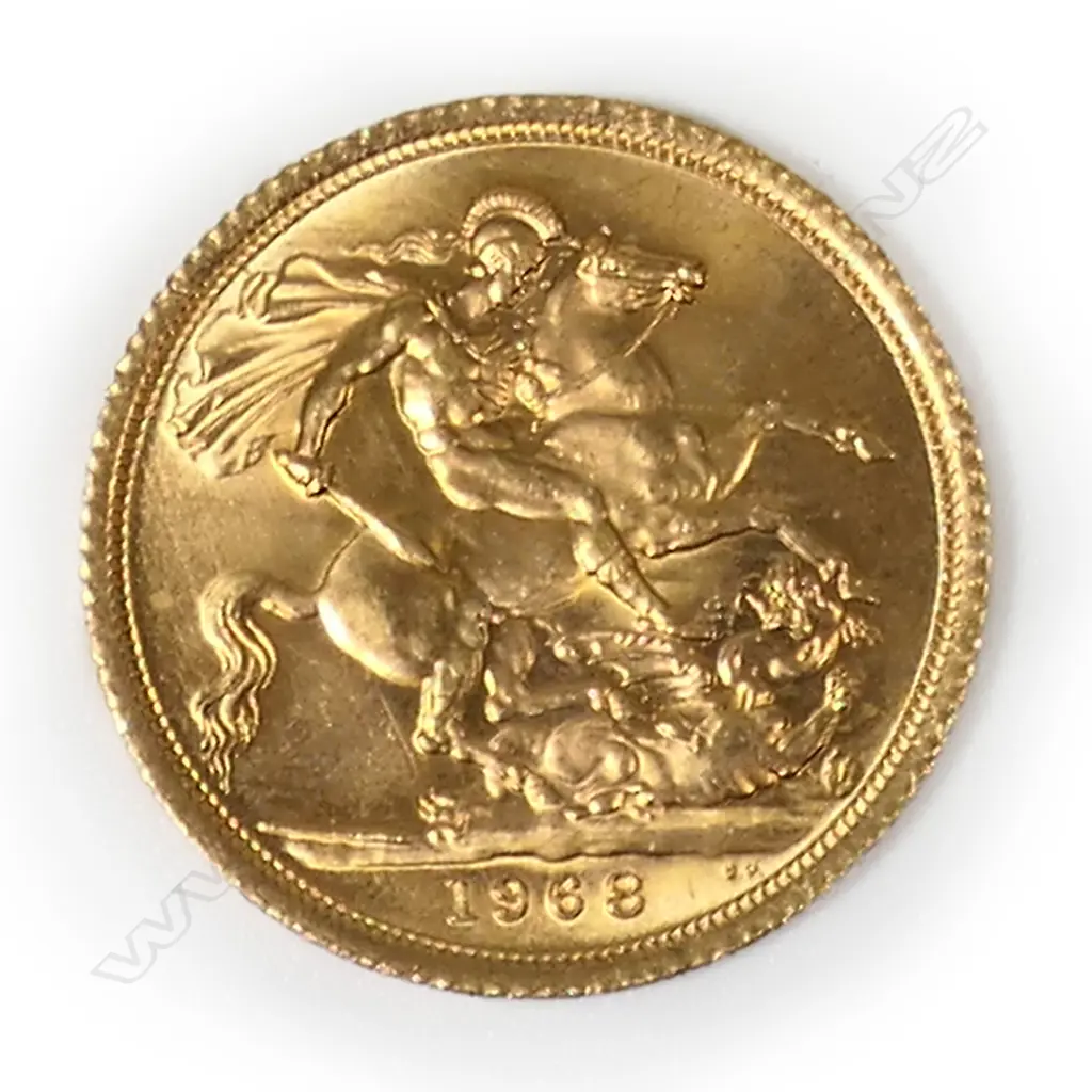 A 1968 gold full sovereign coin, Image 1++