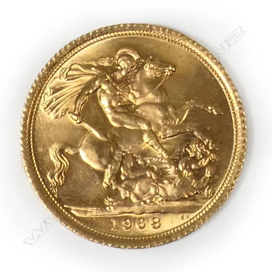 A 1968 gold full sovereign coin,