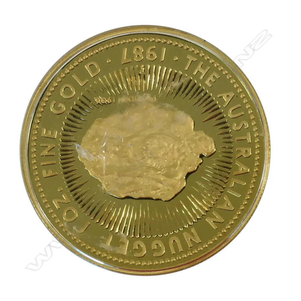 A gold 100 dollar coin ‘The Australian Nugget 1987’, Image 1++