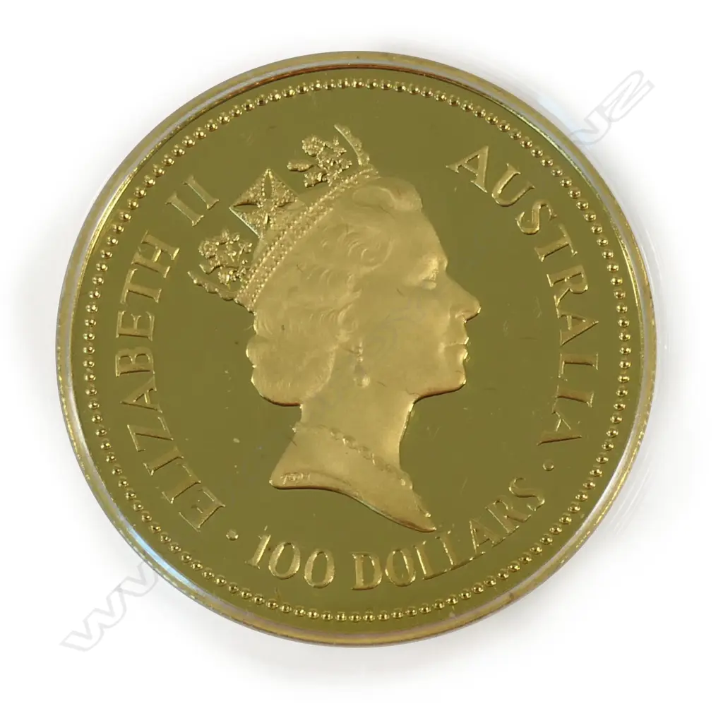 A gold 100 dollar coin ‘The Australian Nugget 1987’, Image 1++