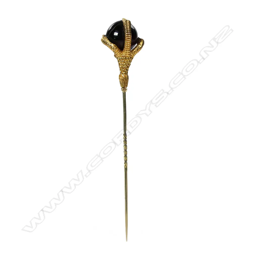 A Victorian 15ct gold claw set garnet ball stick pin, Image 1++