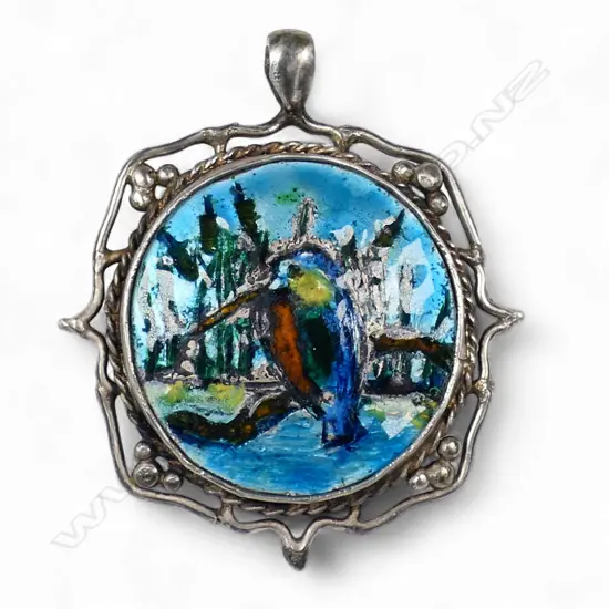 Anne F. Darby (NZ) silver and enamel pendant,