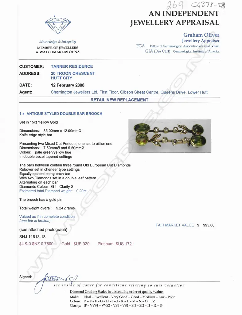 An Edwardian peridot and diamond double bar brooch, Image 1++