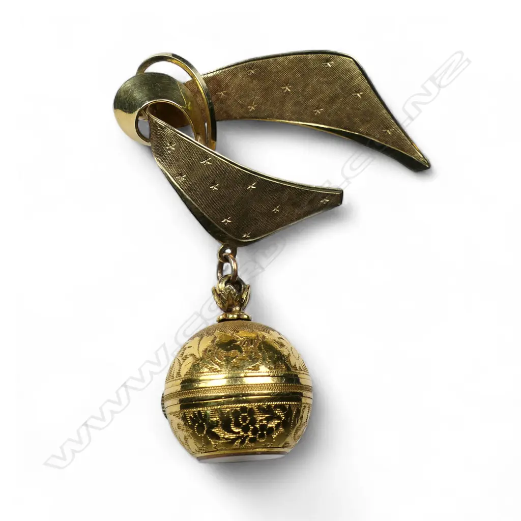 A 14ct yellow gold suspended Odyla Swiss ladies suspended brooch watch, Image 1++