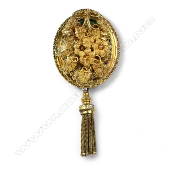 A Victorian 15ct gold flip top floral brooch,