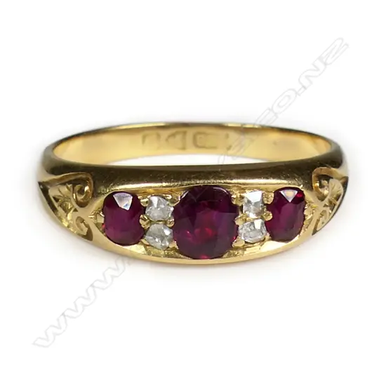 An 18ct gold late Victorian ruby and diamond ring,