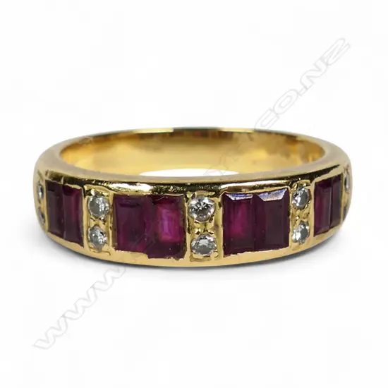 An 18ct yellow gold ruby and diamond ring,