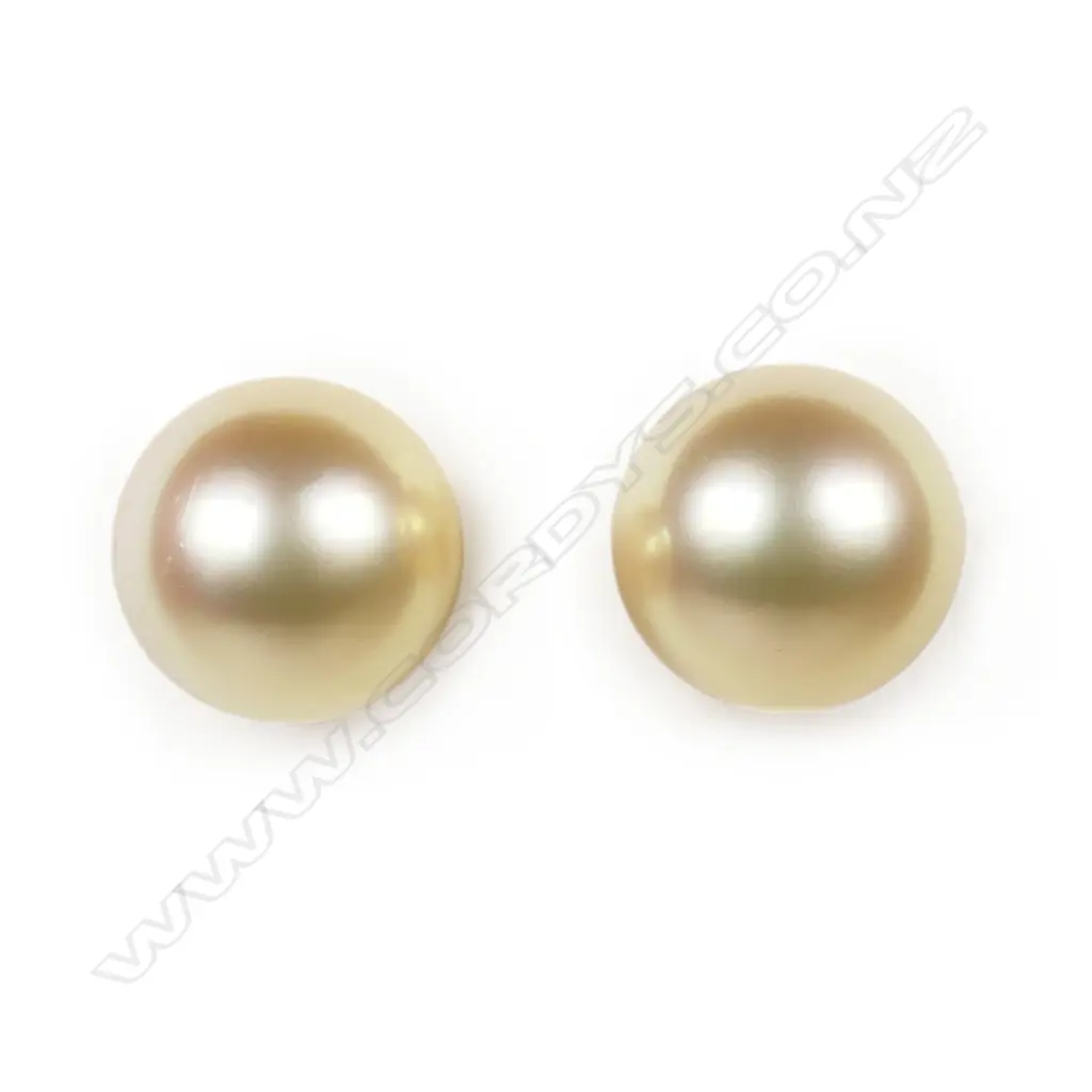 A pair of platinum and South Sea pearl stud earrings, Image 1++
