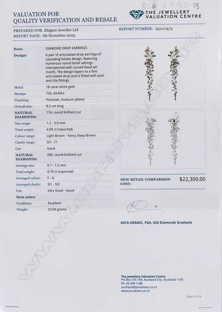 A pair of 18ct white and black gold diamond earrings, Image 1++