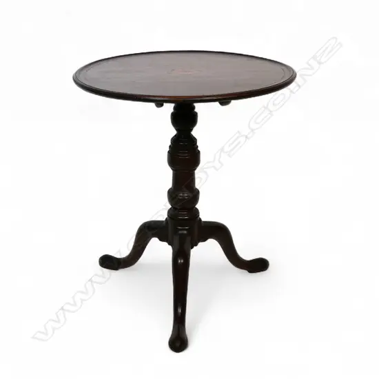 A Georgian mahogany inlaid tilt top wine table,