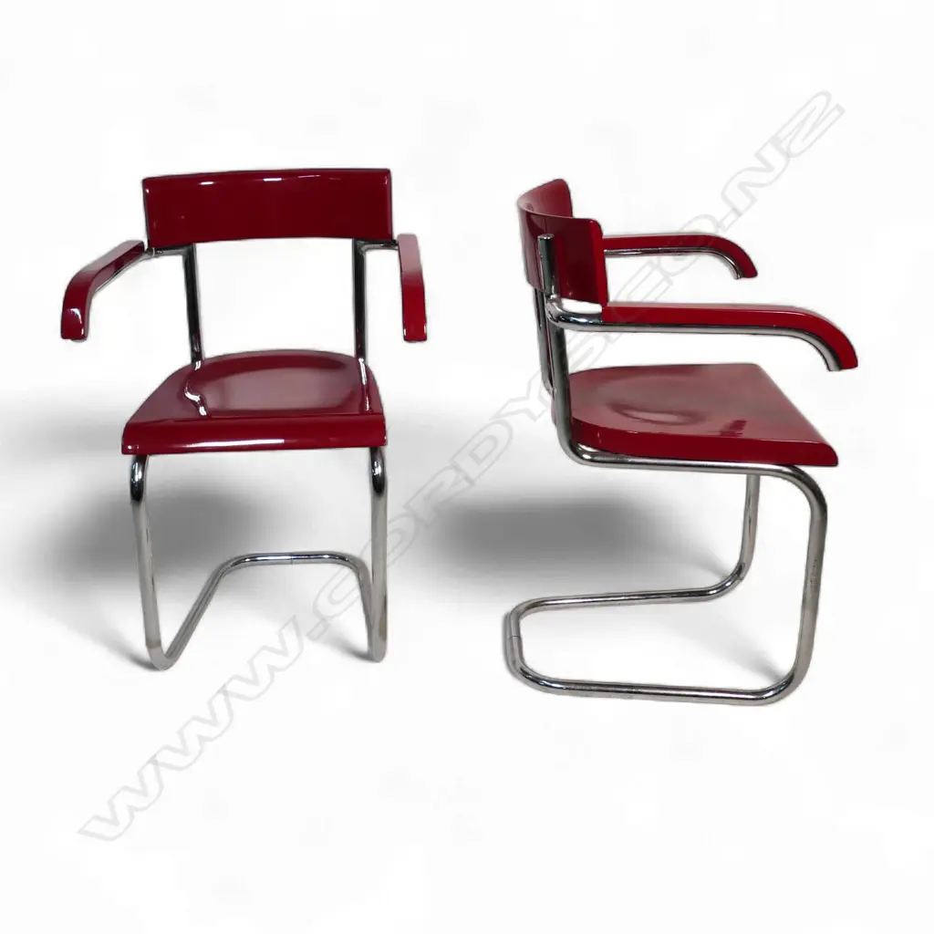 A set of eight vintage Bauhaus-style chrome framed tubular armchairs, Image 1++