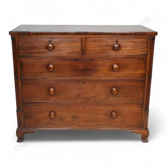 A George III mahogany five drawer chest,