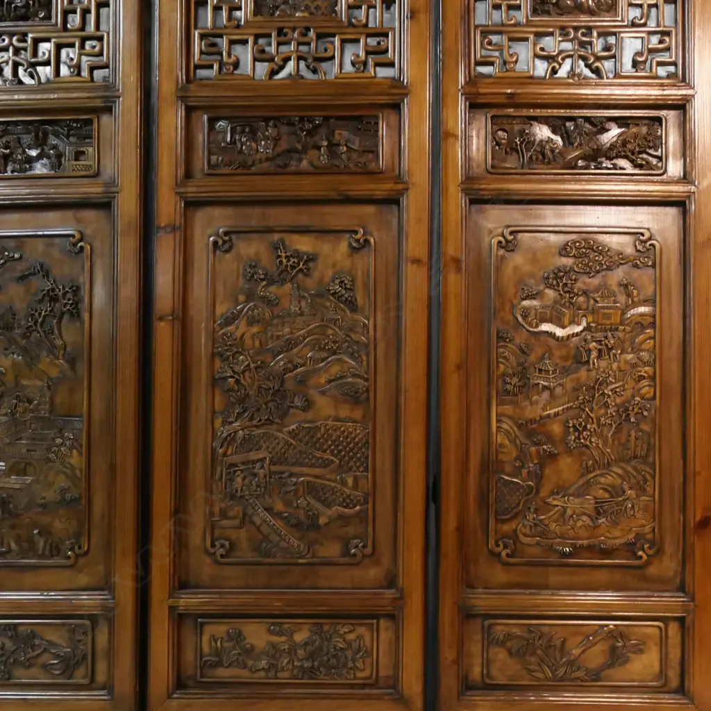 An late 20thC Chinese sixfold screen, Image 1++