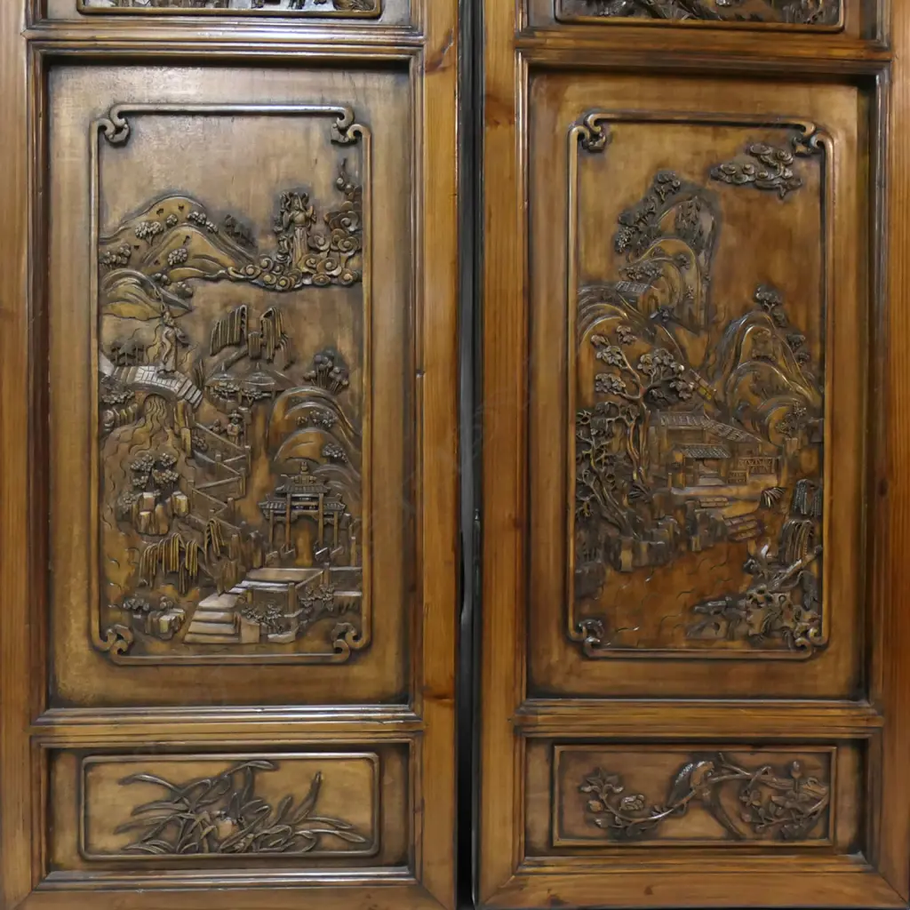 An late 20thC Chinese sixfold screen, Image 1++