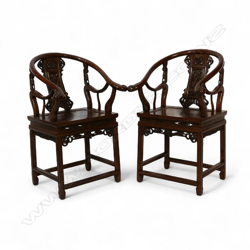 A pair Chinese horseshoe chairs, Image 1++