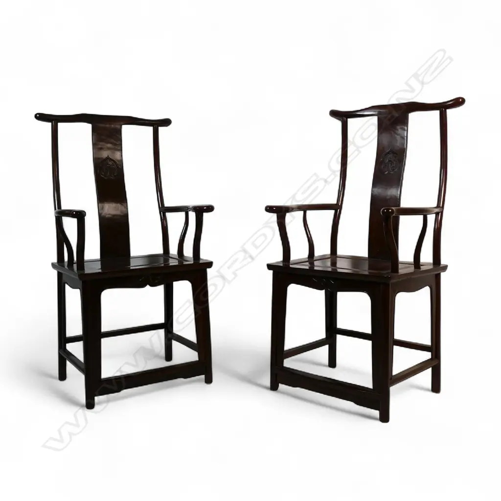 A pair of Chinese officials' high back chairs, Image 1++