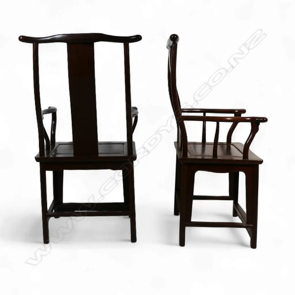 A pair of Chinese officials' high back chairs, Image 1++