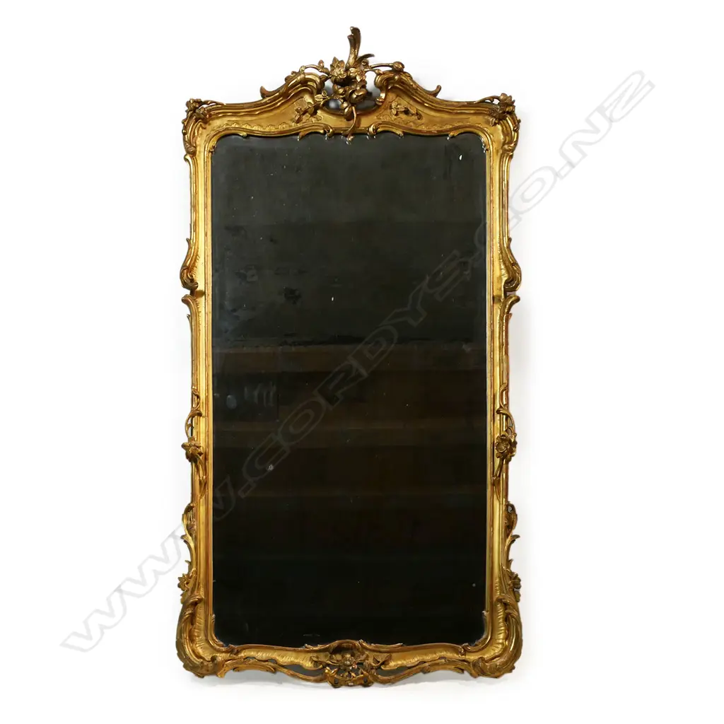 A 19thC French carved gilt wood oblong mirror, Image 1++