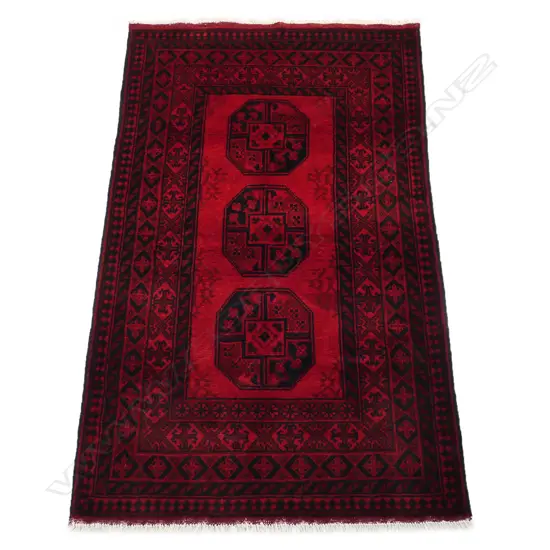 A hand-knotted Afghan Turkman elephant foot rug,