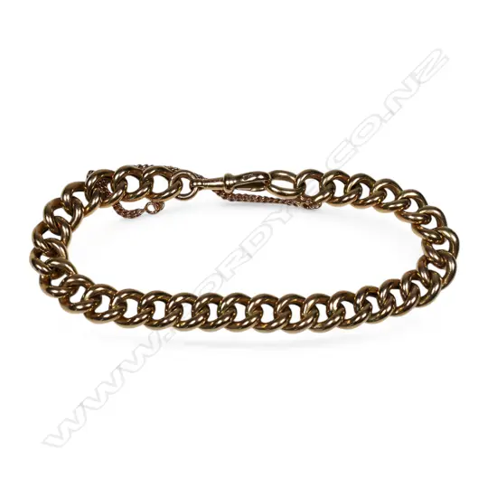 An old 15ct rose gold curb link bracelet,