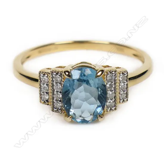 A 14ct gold aquamarine and diamond dress ring,