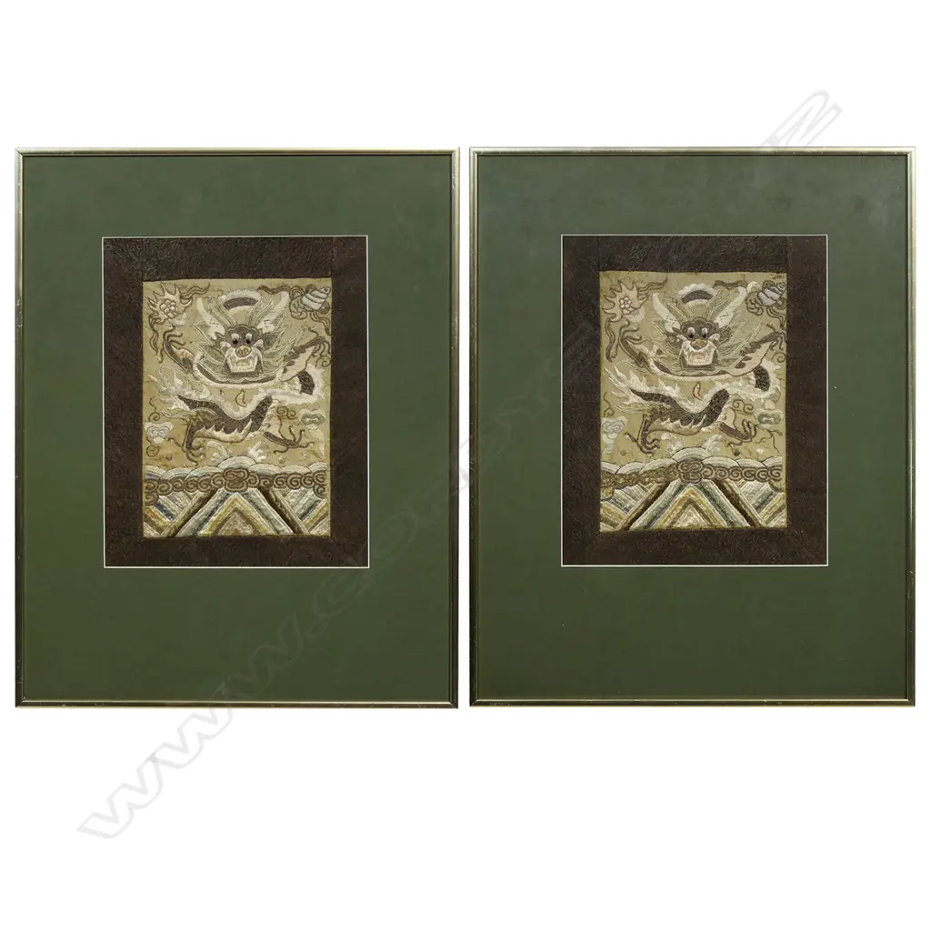 A pair of 19thC Chinese embroidered silk panels, Image 1++