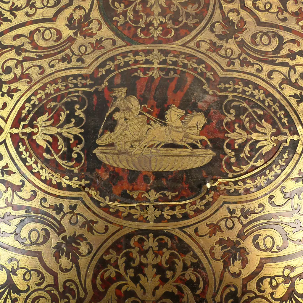 A 19thC French boulle bureau plat, Image 1++