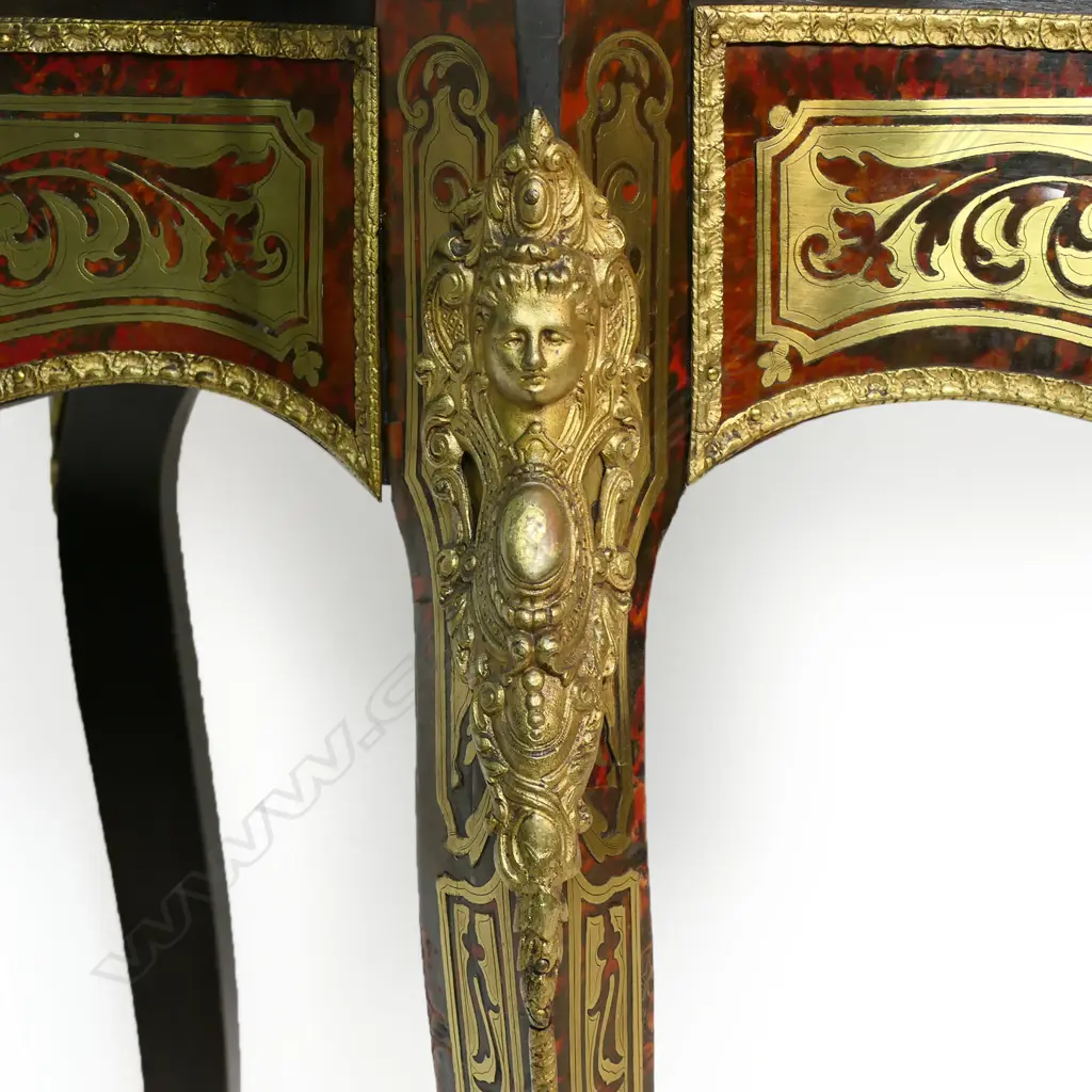 A 19thC French boulle bureau plat, Image 1++