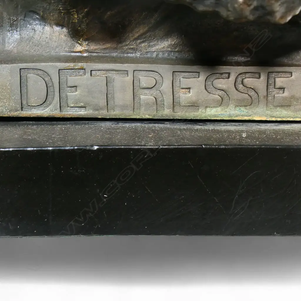 A large 19thC French spelter nautical sculpture titled 'Detresse' (Distress), Image 1++