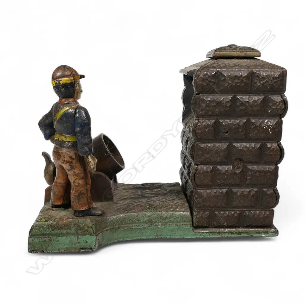 An original 19thC cast-iron mechanical 'Artillery Bank' money bank, Image 1++