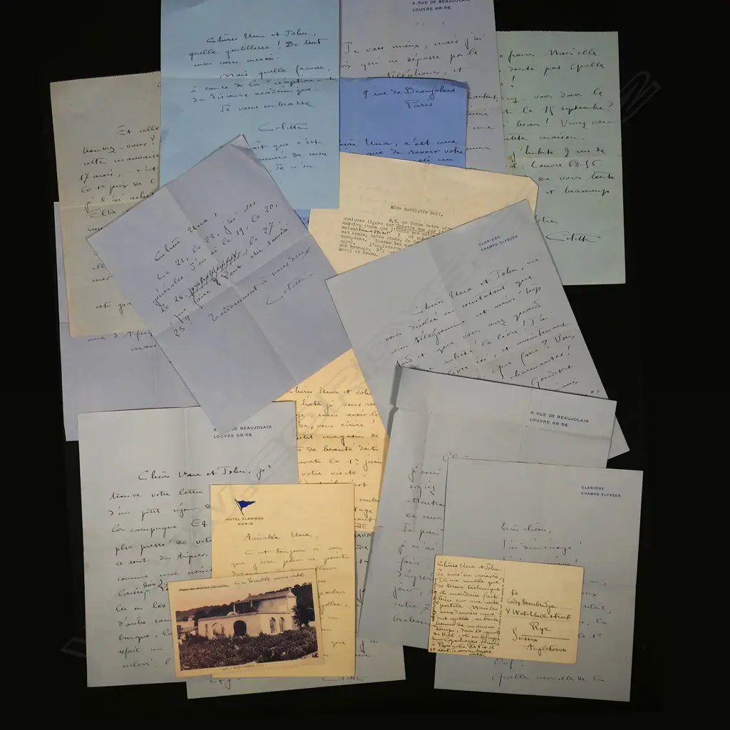 An important collection of letters between the acclaimed French writer Colette (Colette Sidonie-Gabrielle)(1873-1954) - Radclyffe Hall (1883-1943); author of the 1928 ground-breaking novel ‘The Well of Loneliness;  and Lady Una Troubridge (1887-1963) - English sculptor and translator of the works of Colette into English, Image 1++
