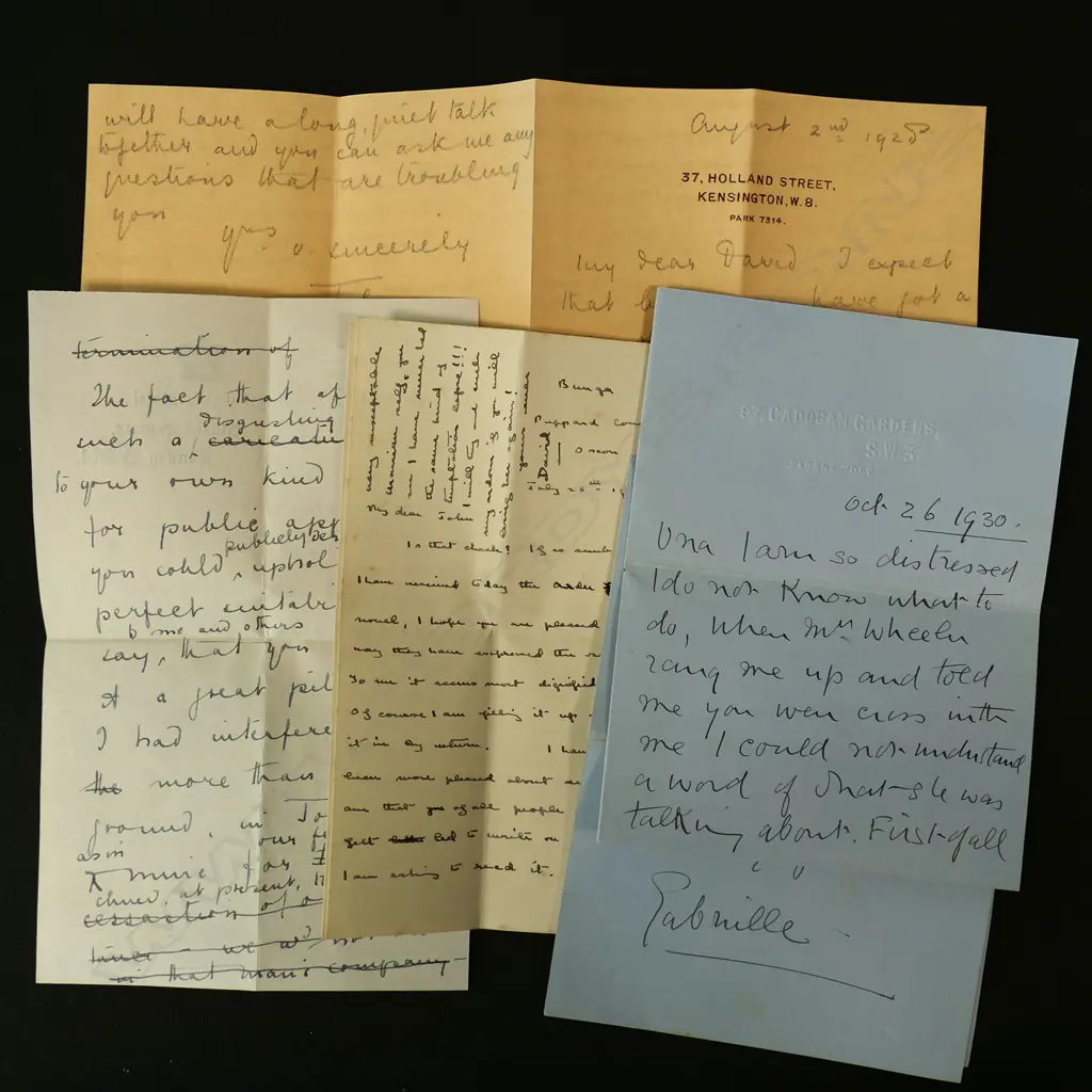 An important collection of letters between the acclaimed French writer Colette (Colette Sidonie-Gabrielle)(1873-1954) - Radclyffe Hall (1883-1943); author of the 1928 ground-breaking novel ‘The Well of Loneliness;  and Lady Una Troubridge (1887-1963) - English sculptor and translator of the works of Colette into English, Image 1++