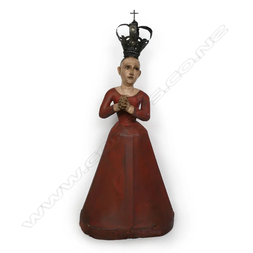 An 18thC folk art wood, paper machè and gesso figure of Mater Dolorosa (The Sorrowing Virgin), Image 1++