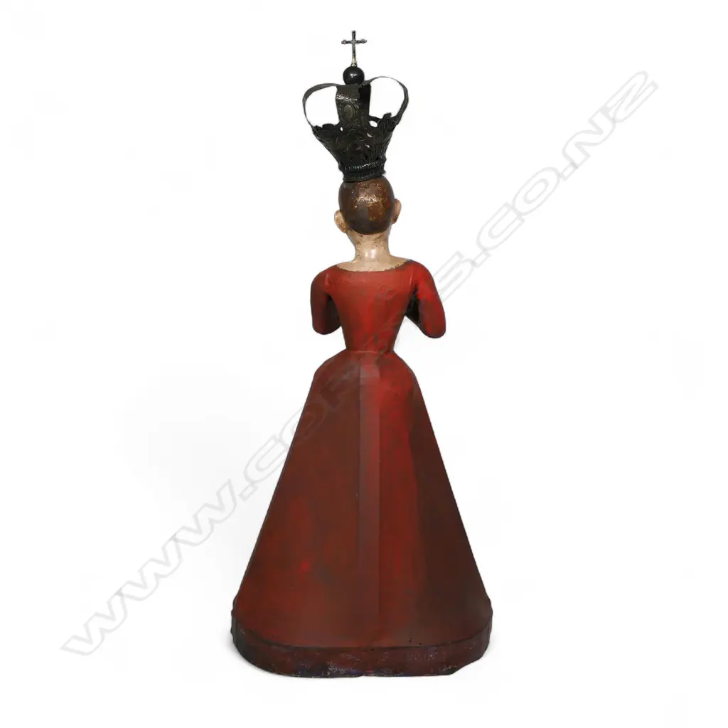 An 18thC folk art wood, paper machè and gesso figure of Mater Dolorosa (The Sorrowing Virgin), Image 1++