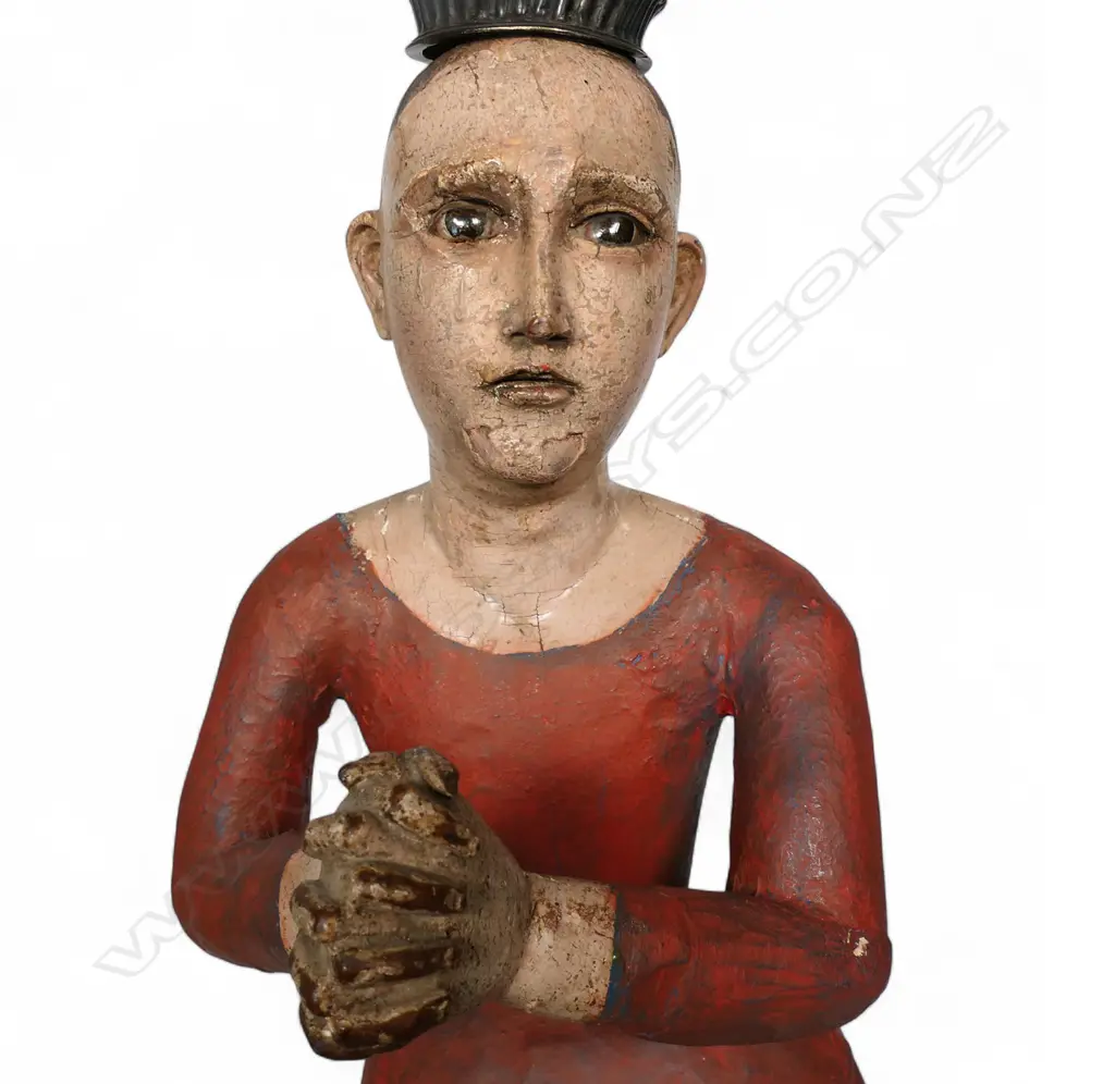 An 18thC folk art wood, paper machè and gesso figure of Mater Dolorosa (The Sorrowing Virgin), Image 1++