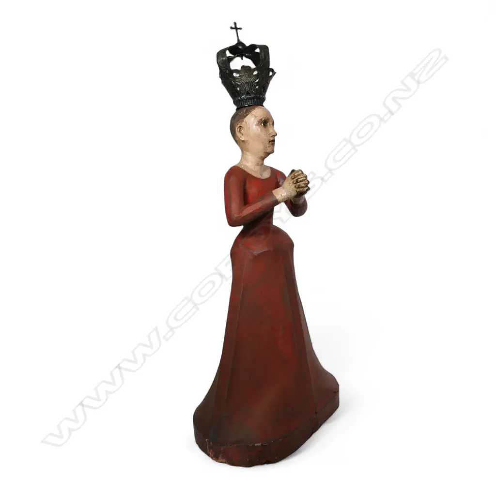 An 18thC folk art wood, paper machè and gesso figure of Mater Dolorosa (The Sorrowing Virgin), Image 1++