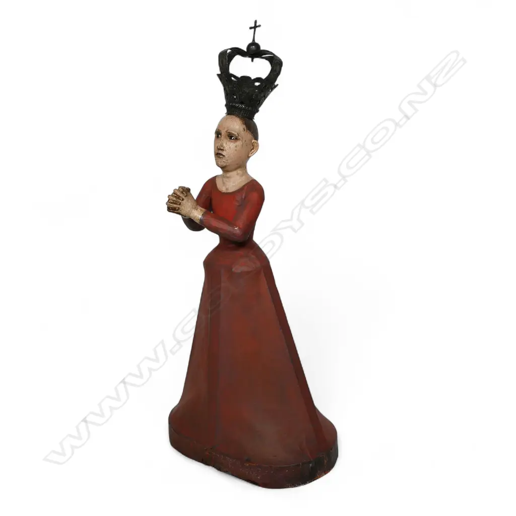 An 18thC folk art wood, paper machè and gesso figure of Mater Dolorosa (The Sorrowing Virgin), Image 1++
