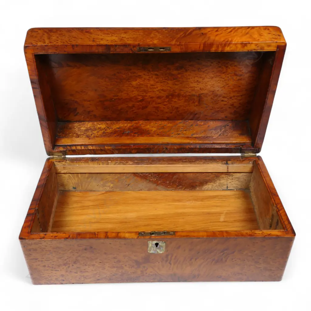 A colonial solid burr totora deeds box, Image 1++