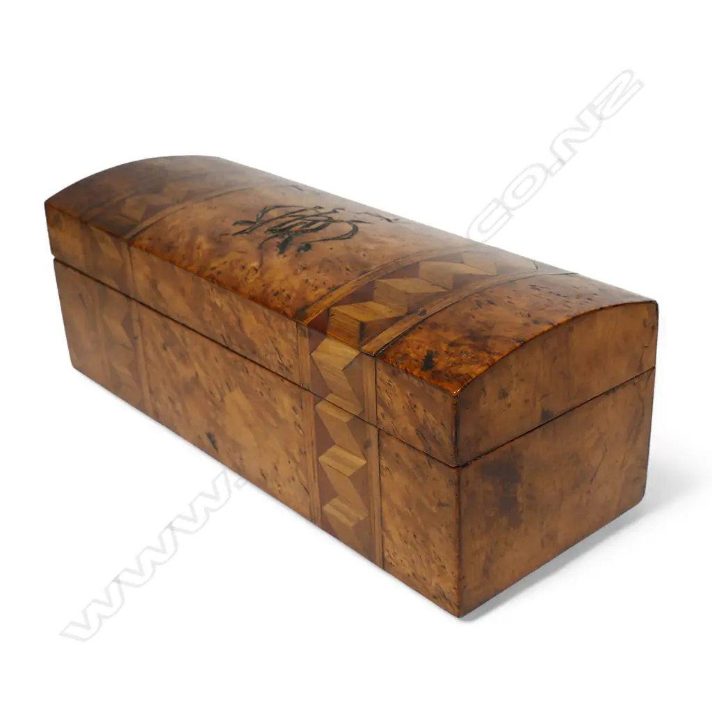 A colonial NZ mixed woods glove box, Image 1++