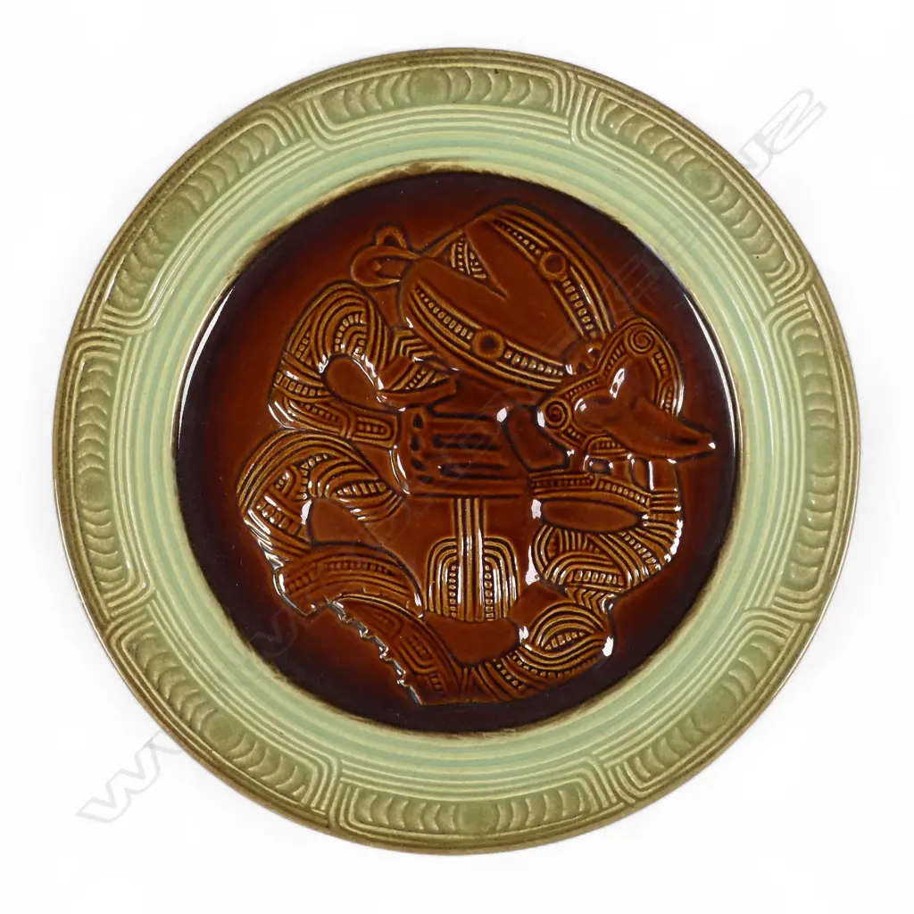 A Crown Lynn Wharetana Māori Art Pottery "Hei Tiki' wall 'plaque', Image 1++
