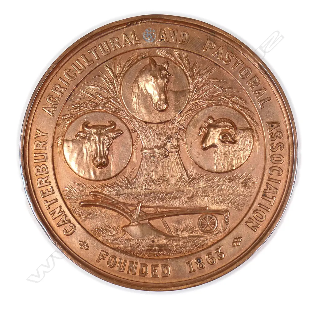 Bronze 'CANTERBURY AGRICULTURAL AND PASTORAL ASSOC' medal, 'Founded' 1863. Dated 1896. cased Image 1++