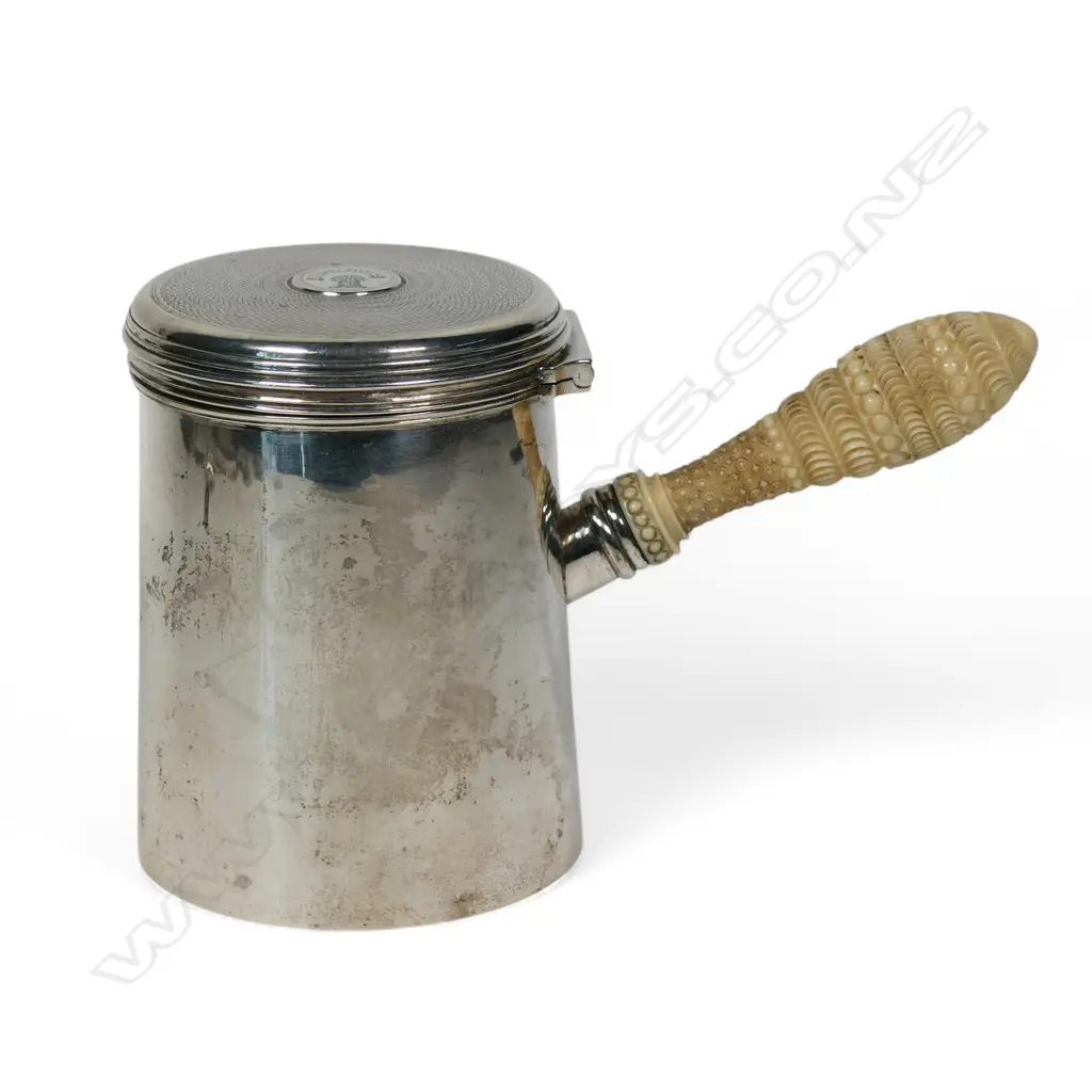 An uncommon William IV silver and ivory handled shaving pot, Image 1++
