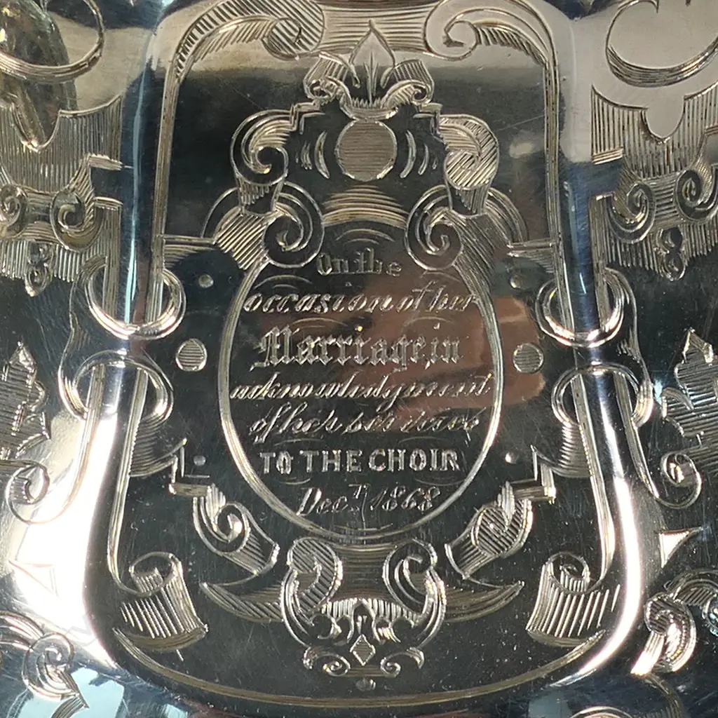 A fancy Victorian silver three-piece tea service, Image 1++