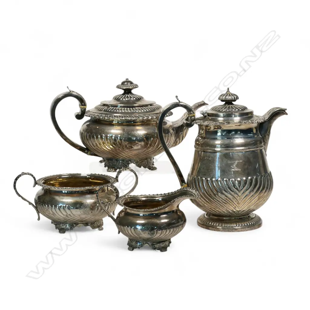 A George III silver four-piece tea service, Image 1++