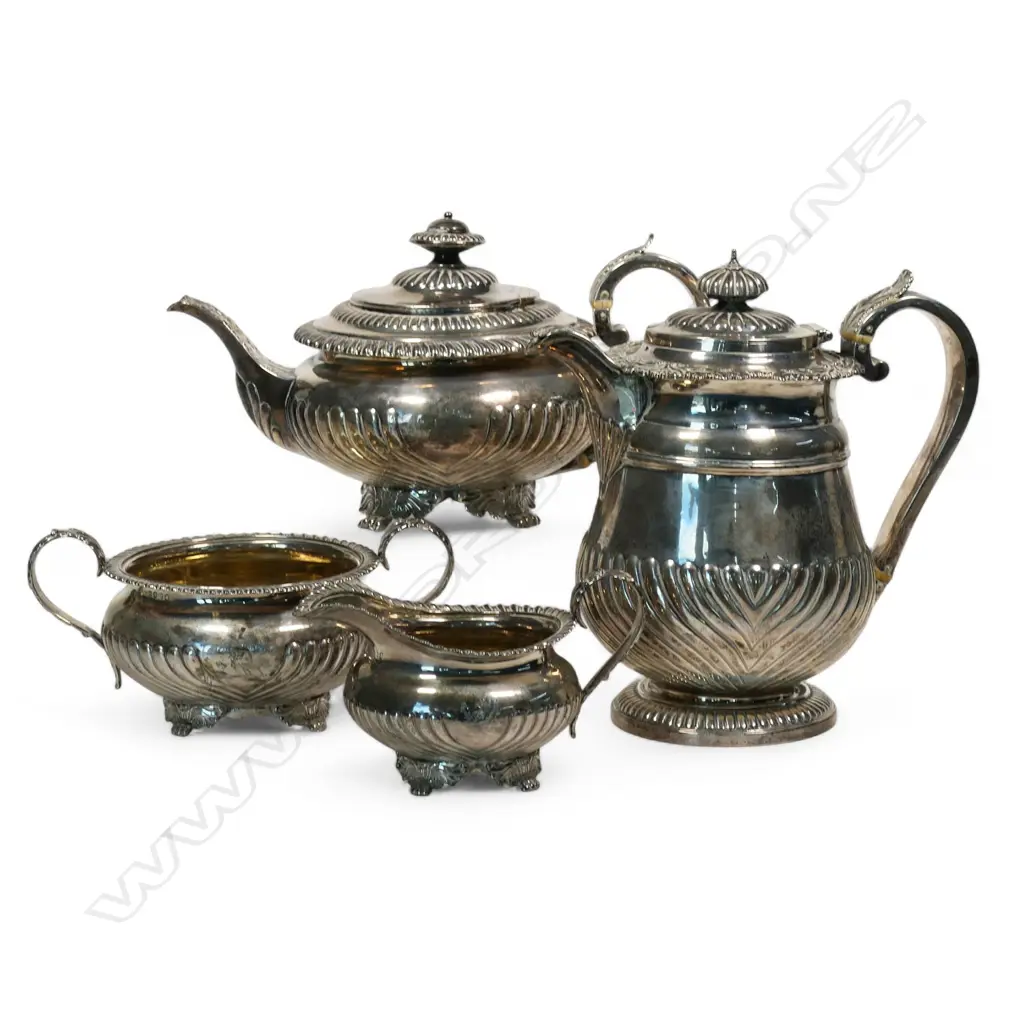 A George III silver four-piece tea service, Image 1++
