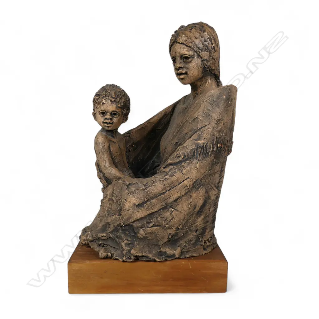 Ken Kendall (NZ 1928-2012) Seated Māori Mother and Child, Image 1++