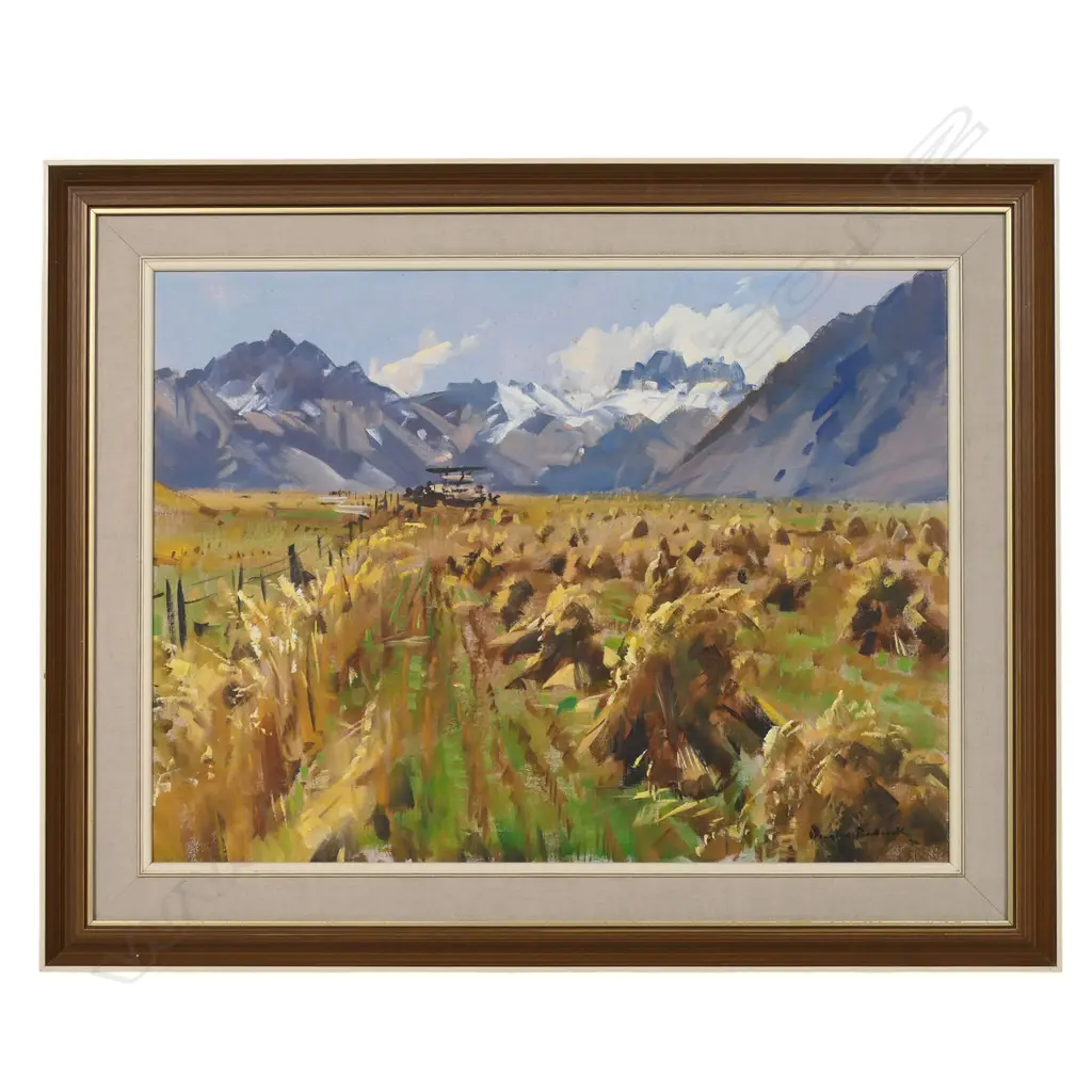 Douglas Badcock (NZ 1922-2009) Oat Crop Upper Ahuriri Valley Sth Canty NZ, Image 1++